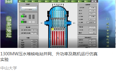 中山大学 1300MW压水堆核电站并网、升功率及跳机运行仿真实验